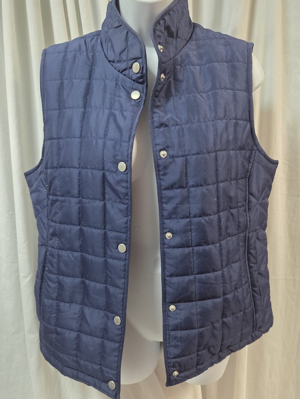 Indigo Quilted Navy Snap-Front Sleeveless Vest